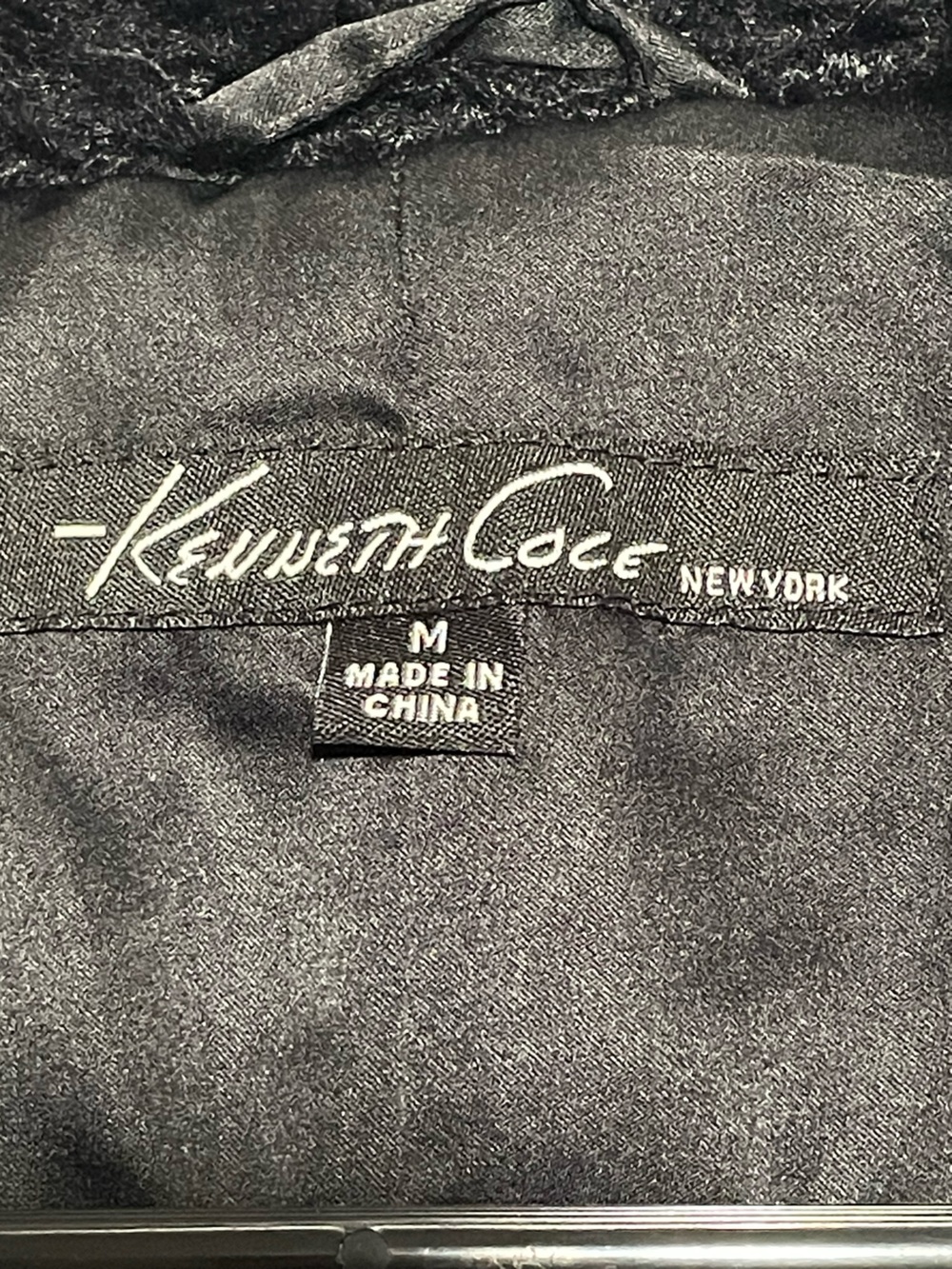 Kenneth Cole New York Cozy Chic Black Teddy Coat Mid Length Hidden Buttons Sz M - Picture 10 of 14